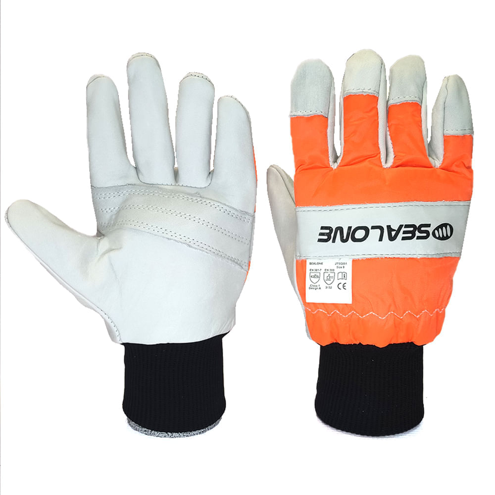 Cs-1 guantes de protección contra cortes de motosierra de cuero